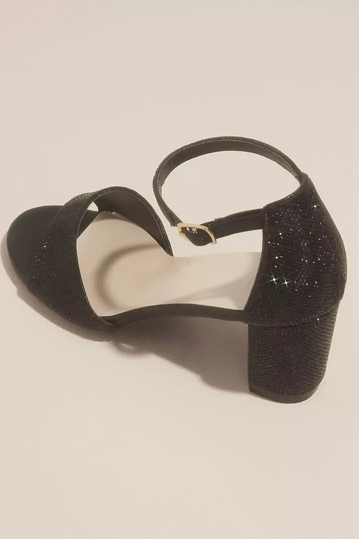 Glittery Block Heel Sandals with Ankle Strap | David's Bridal Glittery Block Heel Sandals with Ankle Strap | David's Bridal